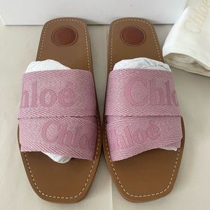 NEW Chloe Woody Flat Logo Ribbon Slide Sandals Sz40
